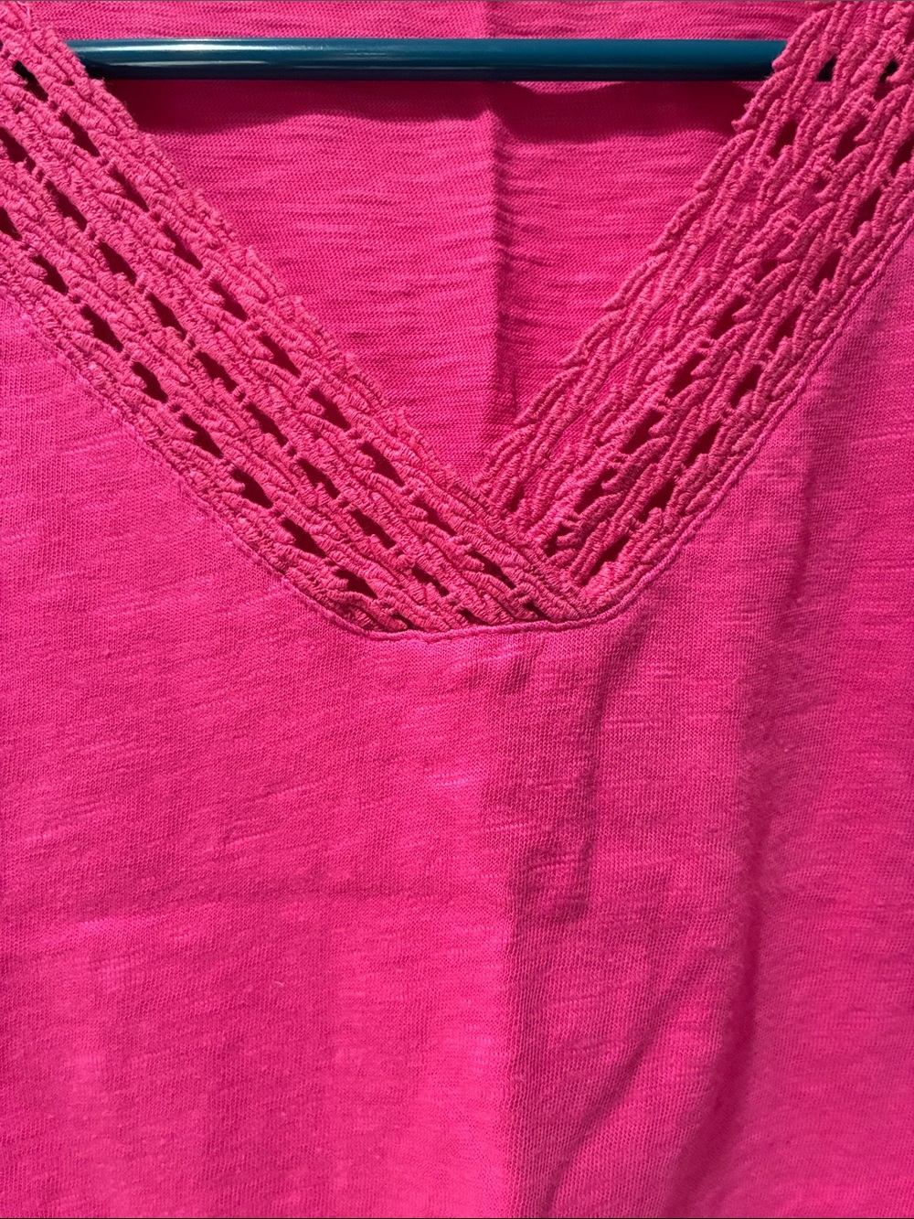 Women’s bright pink pink V-neck T-shirt - Picture 2 of 4